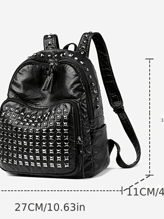 Rivet Backpack Punk Style Casual Metal Rivet Daily Backpack